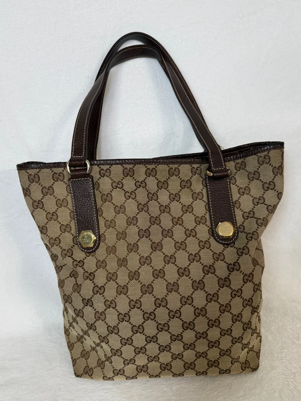 Gucci Beige and Dark Brown GG Canvas Tote